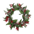 thumbnail image 3 of MTBLYS Corona navideña artificial con bayas rojas|piñas y follaje verde|Anillo decorativo para puerta de entrada o ventana|Guirnalda de plástico de 34 cm (13|4 pulgadas), 3 of 7