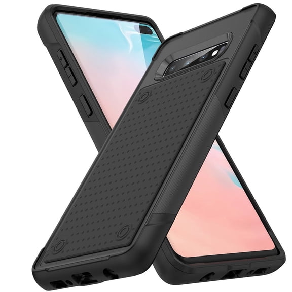Armor Shockproof Case for Samsung Galaxy S10, [Military Grade Anti-Drop] Rugged Hybrid Hard PC Soft Silicone Heavy-Duty Tough Durable Slim Lightweight Protective Bumper Phone Case, Black