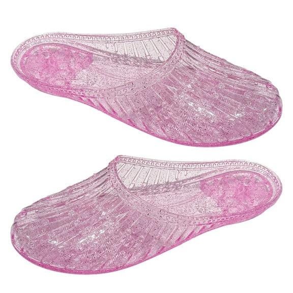 Women Casual Flat Sandals Hollowed Out Fashion Beach Slide Sandals Flat Heel Clear PVC Jelly Slippers Shoes