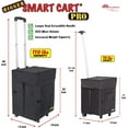 thumbnail image 3 of Bigger Smart Cart Pro Collapsible Rolling Utility Basket Grocery Shopping Heavy Duty, Black dbest products, 3 of 6
