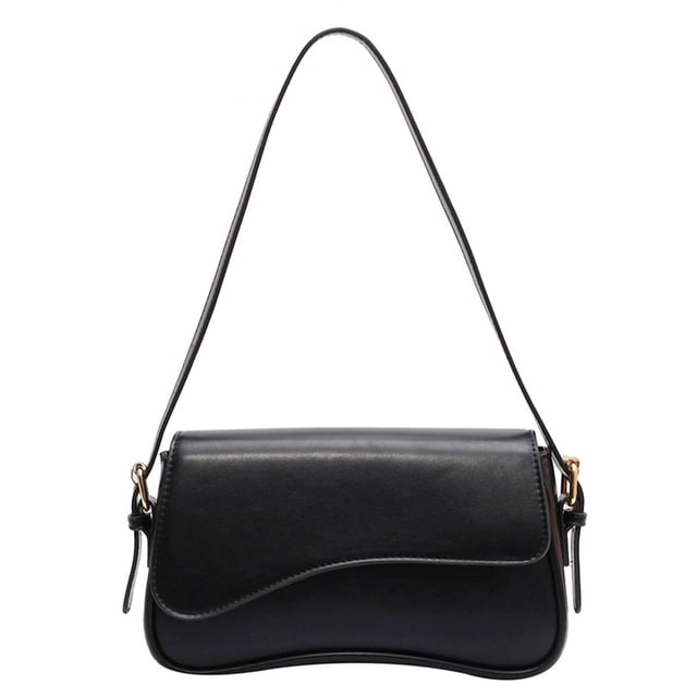 Bolso de hombro Amszke Y2K Trendy Monedero de cuero vegano negro