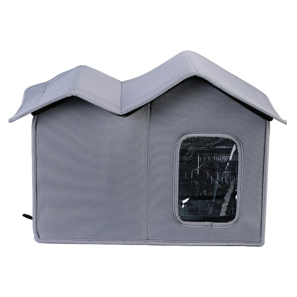 Refugio plegable para mascotas, casa para gatos salvajes, caseta para gatos, casa impermeable para exteriores para mascotas, Gris