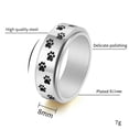 thumbnail image 2 of PAURO Women's Paw Print Rotatable Rings 8mm Stainless Steel Cute Dog Cat Paw Print Spinner Band Silver Plated Black Size 6, 2 of 4
