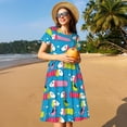 thumbnail image 4 of Fotbe Color Dachshund Dog Vestido Largo de Moda para Mujer, Vestido Tipo Camiseta con Manga Corta y Estilo Casual a Rayas y Bloques de Color, 4 of 6