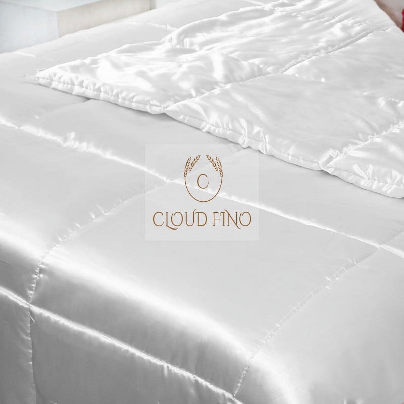 Cloud Fino Silk Satin Comorter | Box Stitched | 300 GSM Filling | All-Season Comforter | Luxurious Hotel Quality Quilt (Burgundy,Full/Queen)