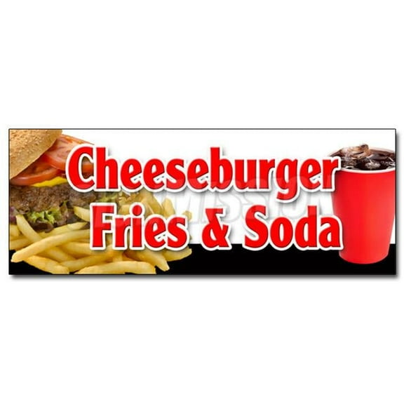 SignMission 12 in. Cheeseburger Fries Soda Decal Sticker - Lunch Dinner Special Food Value