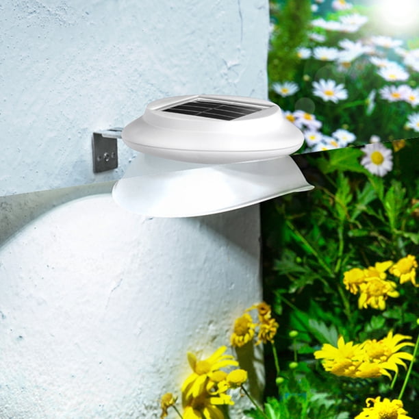 Iluminación de pared exterior para valla blanca, para terraza, puerta de entrada, pared y LED decorativos, impermeables (1 unidad), luz solar