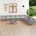 thumbnail image 1 of vidaXL 10 Piece Garden Lounge Set Solid Wood Pine Grey, 1 of 5