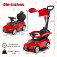 thumbnail image 3 of Gymax 3-in-1 Toddler Push Car w/Adjustable Canopy Under Seat Storage Realistic Sounds Red, 3 of 10