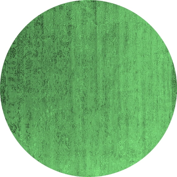 Ahgly Company Indoor Round Oriental Emerald Green Industrial Area Rugs, 3' Round