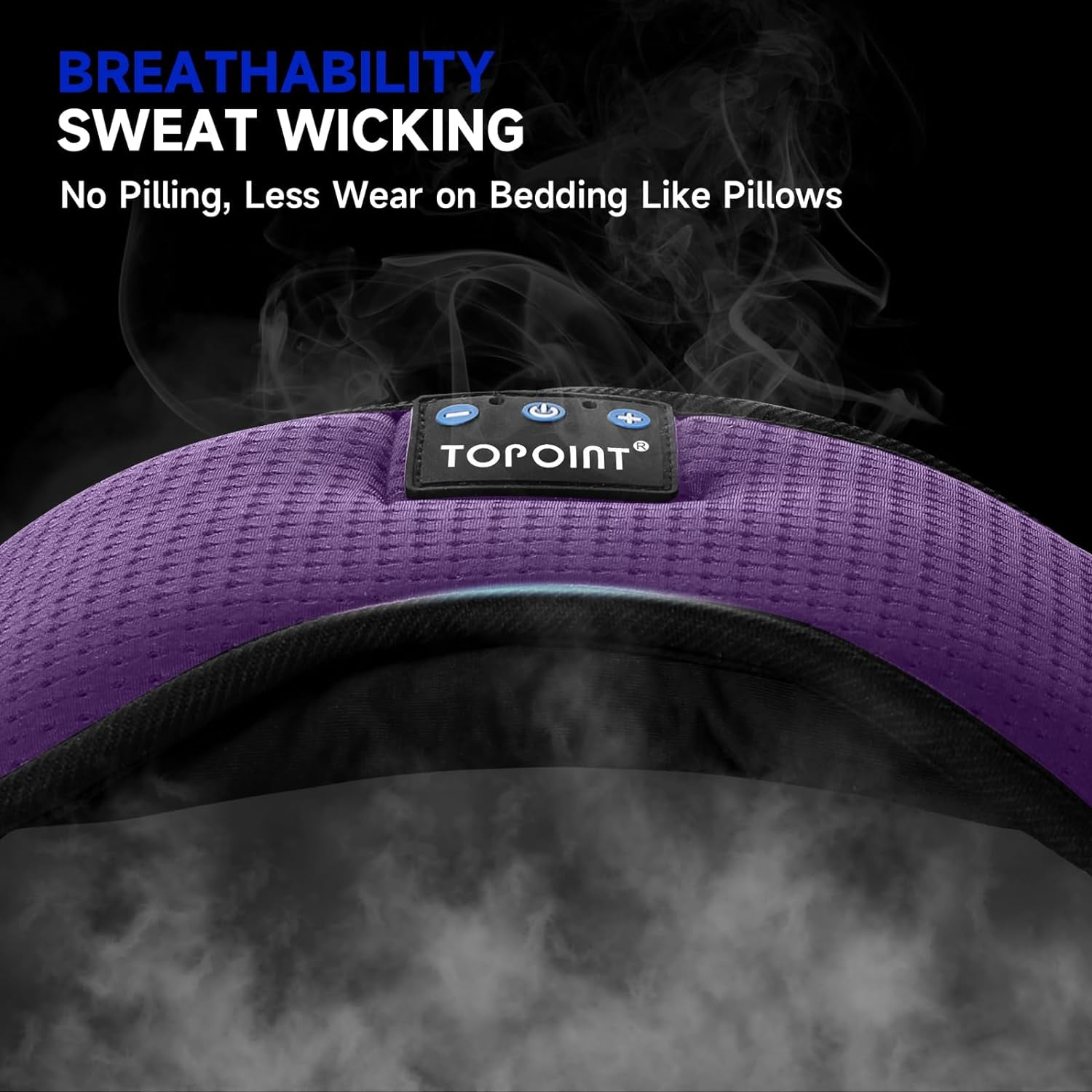 Sleep Mask, Bluetooth Eye Mask Bluetooth, TOPOINT Breathable Cotton Sleep Headphones for Sleeping Side Sleepers Travel Meditation Music Headsets with Microphone Handsfree Men Women, Purple