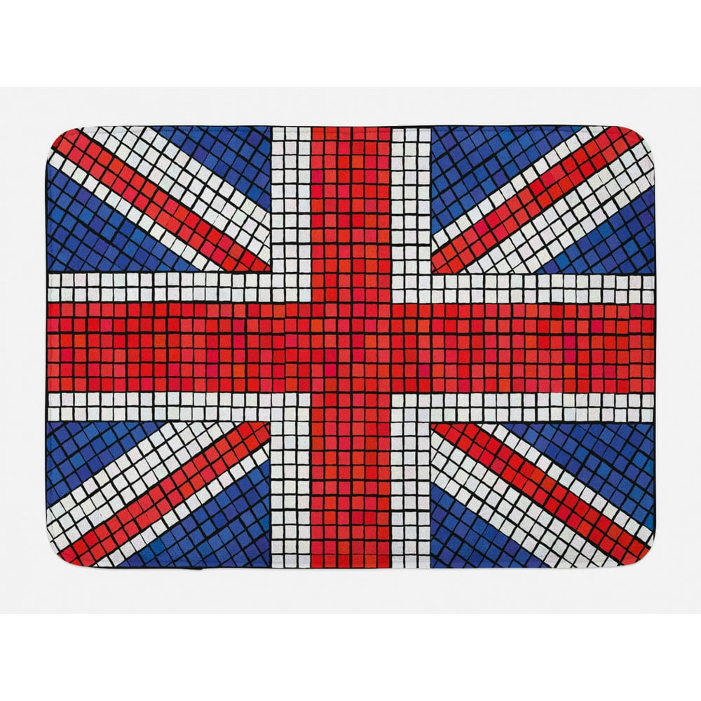 Union Jack Bath Mat, Mosaic Tiles Inspired Design British Flag National