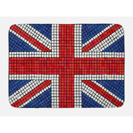 Union Jack Bath Mat Mosaic Tiles Inspired Design British Flag