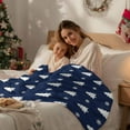 thumbnail image 3 of Throw Blanket Fleece Throw Blanket 40x50in, Abstract Christmas Trees Soft Lightweight Bed Blankets Xmas Snowflakes on Blue Fuzzy Couch Blankets for All Season, 3 of 8