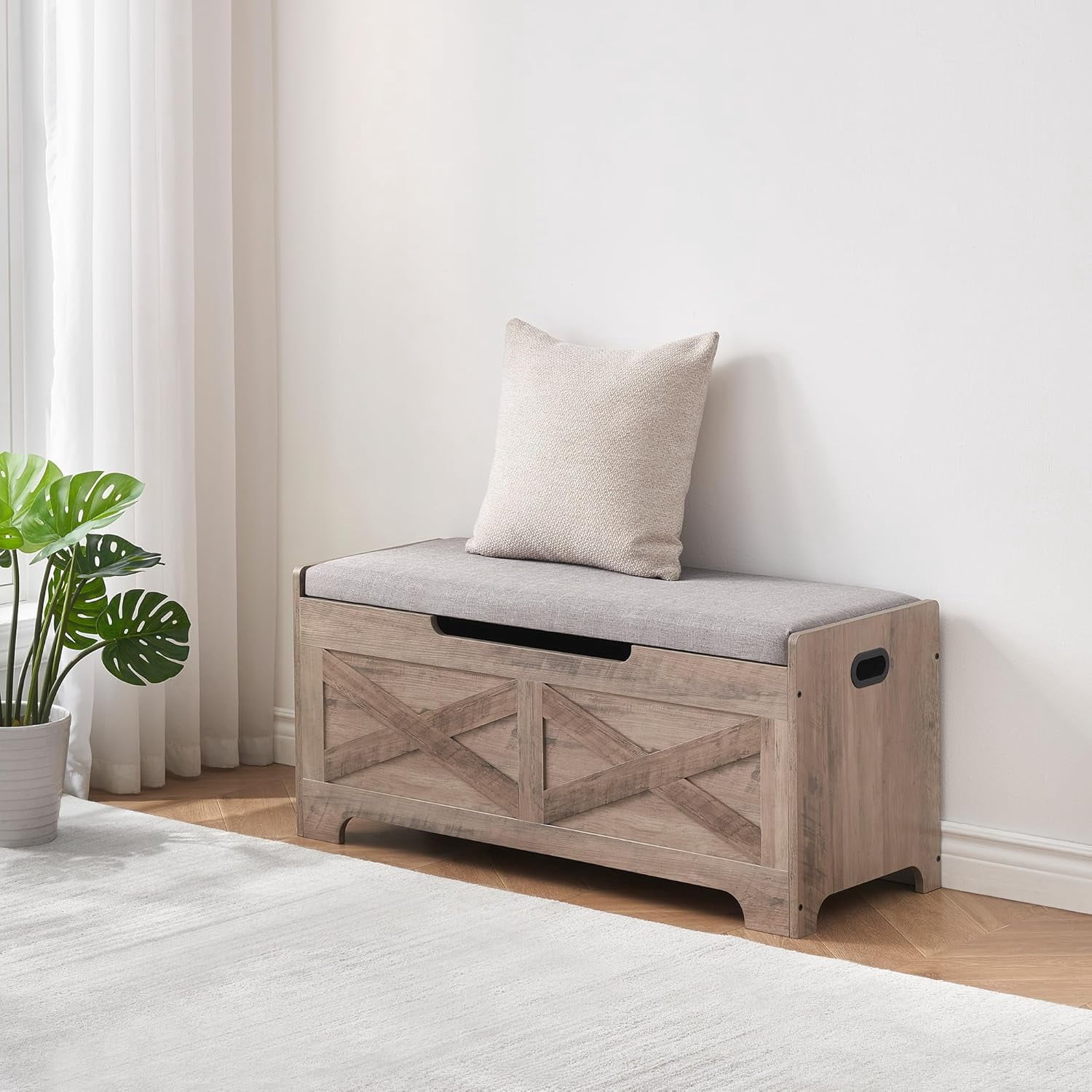 Storage Chest 39.4"x15.7"x18.1" Storage Bench with Safety Hinge, Barn Style Storage Trunk, Wooden Entryway Bench, Shoe Bench, Large Toy Chest for Entryway, Bedroom, Living Room
