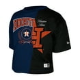 thumbnail image 2 of Women's New Era Navy Houston Astros Upcycled Colorblocked Boxy Cropped T-Shirt, 2 of 5