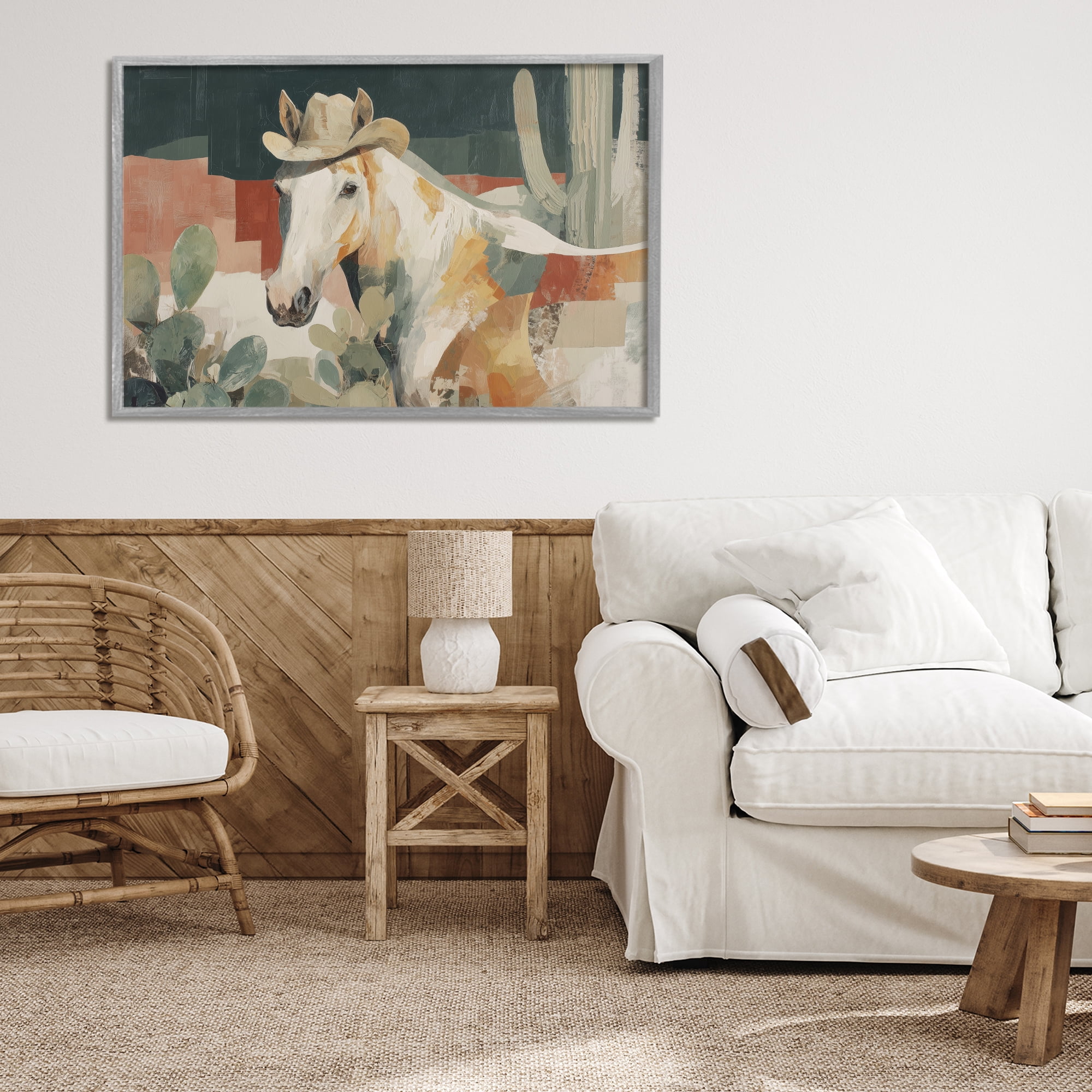 Stupell Industries Horse in Cowboy Hat Gray Framed Giclee Art, design by Chromatic Storm Studio