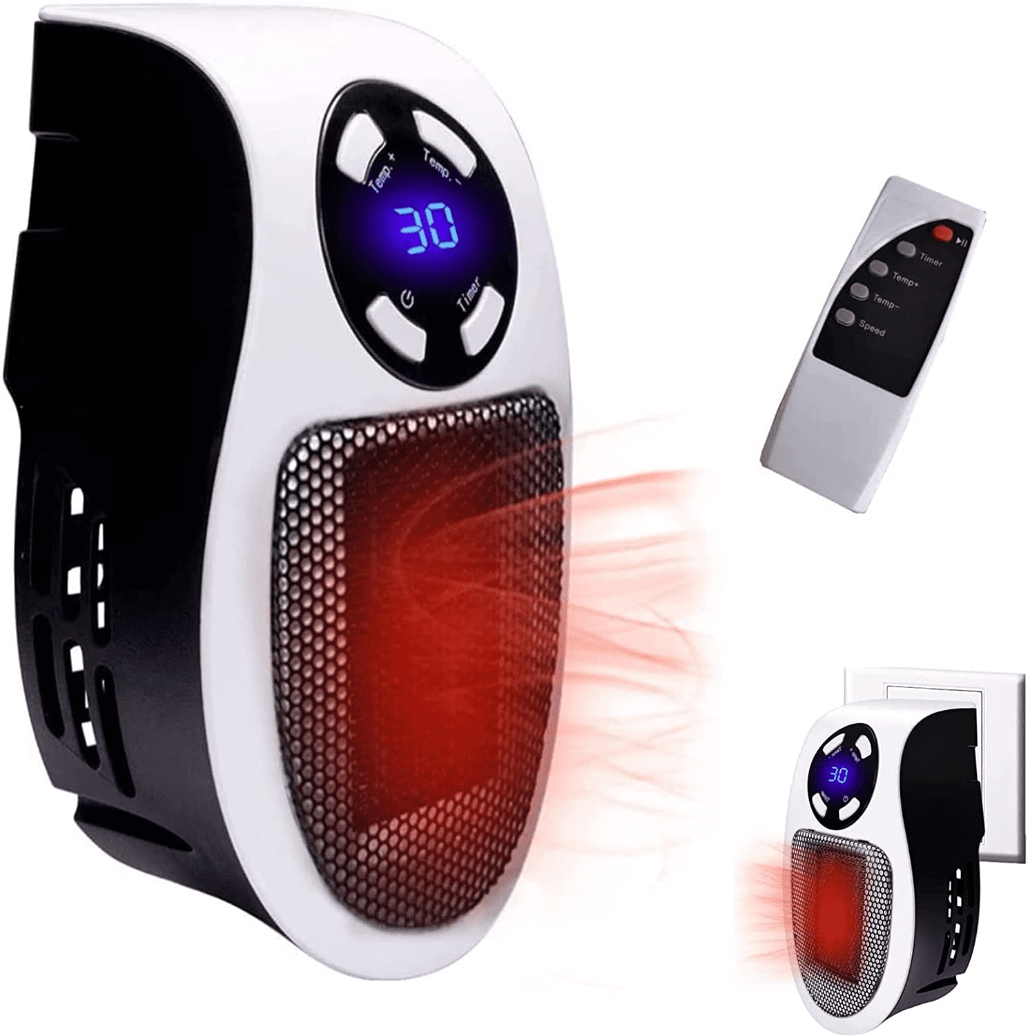 Plug-in Wall-Outlet Space Mini Heater Portable Electric Heater Fan 