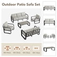 thumbnail image 5 of ReNest 5-Piece Patio Conversation Set, Aluminum Wood-Grain Outdoor Furniture with Sofa & Loveseat, 6.3" Thick Olefin Cushions, 5 of 7