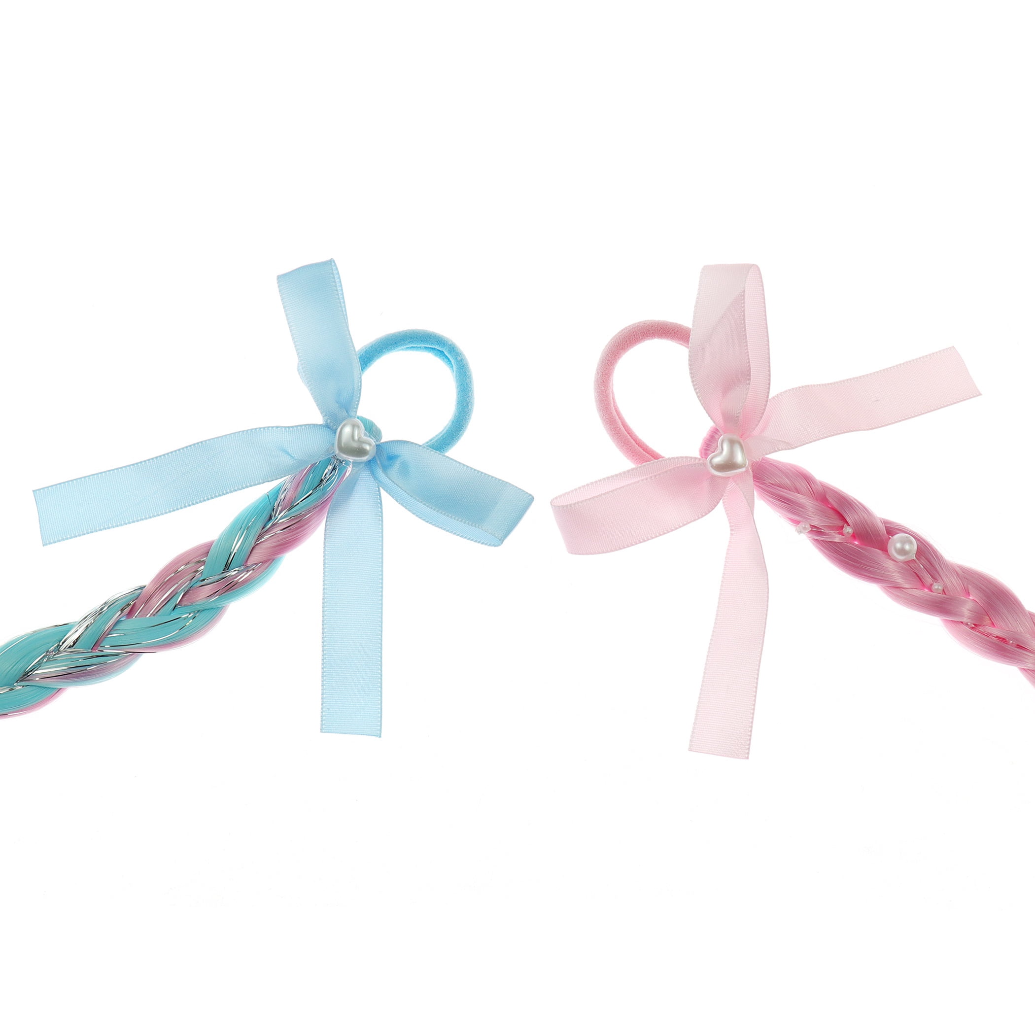 Wonder Nation 2 Pack Braided Faux Hair Set with Bow Ponies (Girl's)