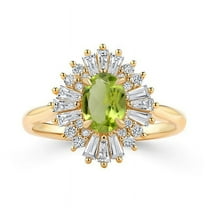 Gold Plated 925 Sterling Silver Natural Peridot Gemstone Cluster Ring For Women