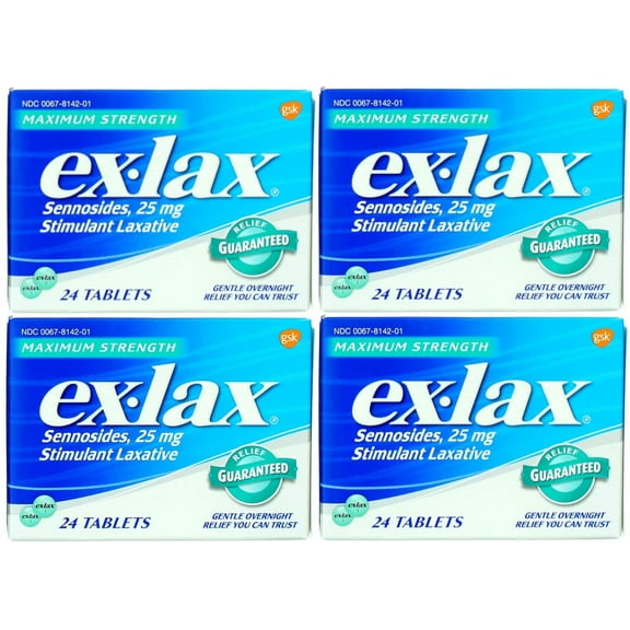 Ex-Lax Pills Maximum Strength Stimulant Laxative, 24 ea (Pack of 4)