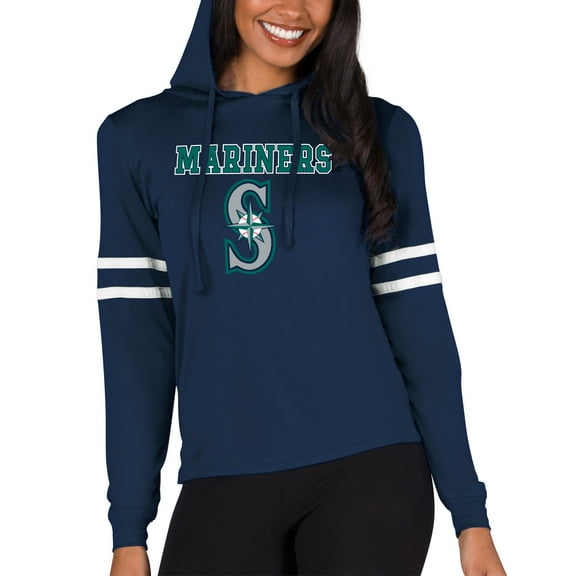 Women's Concepts Sport Navy Seattle Mariners Marathon Lightweight Lounge Pullover Hoodie