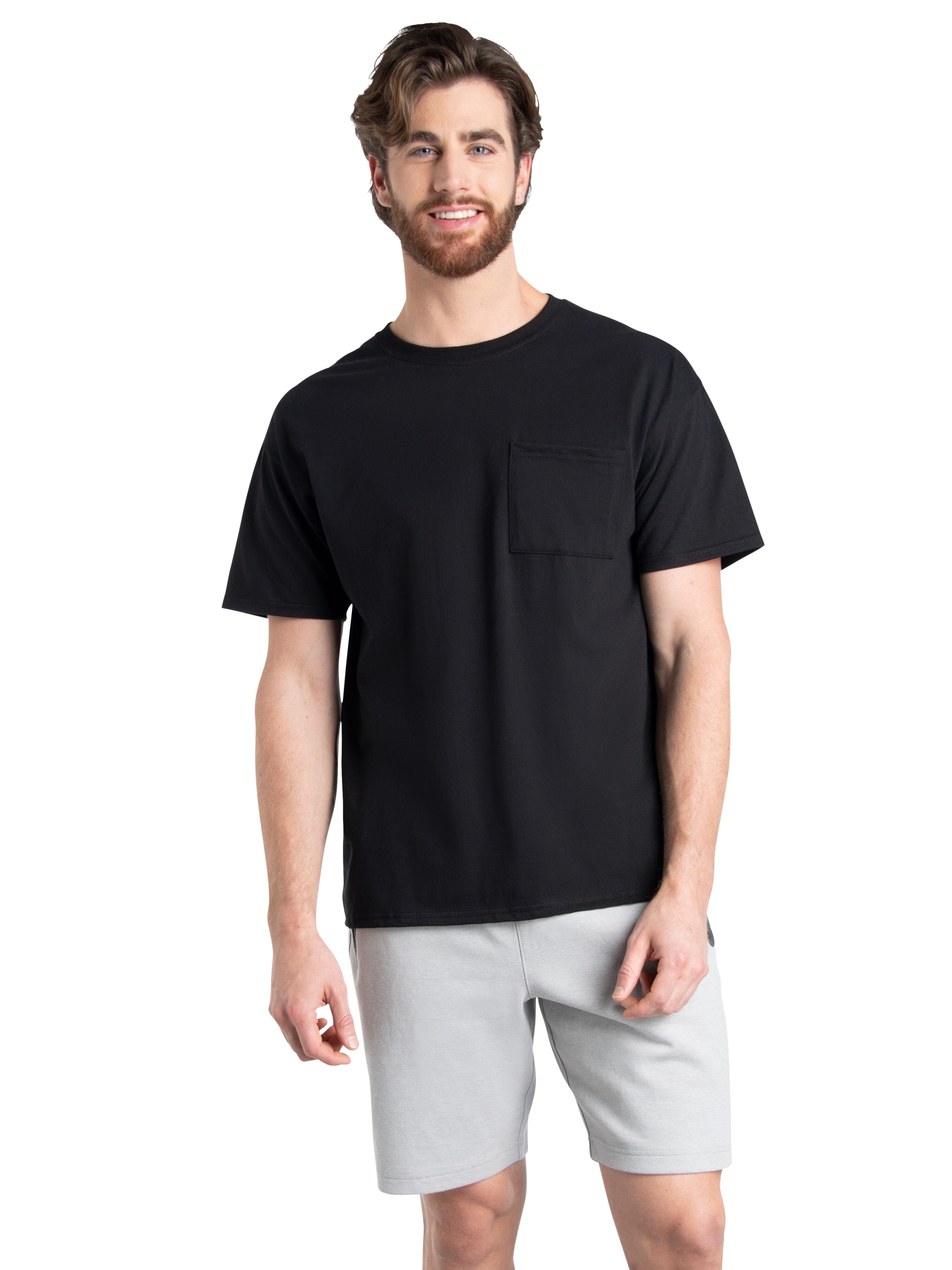 Fruit of the Loom Men's EverSoft Short Sleeve Pocket T-Shirt, 2 Pack