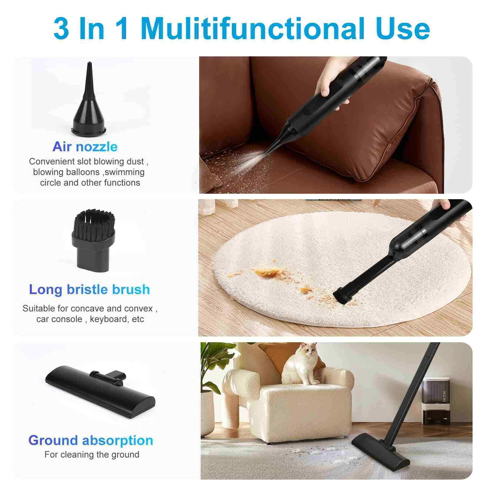 15000Pa Strong  Handheld Vacuum for Quick Cleaning,Protable Car Vacuum Cleaner,, Hand Held Vacuuming Cordless Rechargeable for Car Home and Office