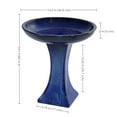 thumbnail image 3 of Sunnydaze Nantes Freestanding Ceramic Outdoor Bird Bath, UV-Resistant Blue Finish, 3 of 10