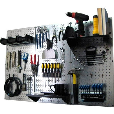 Pegboard Standard Tool Storage Kit, Galvanized Black - 48 x 32 x 9 in.