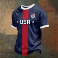 thumbnail image 2 of Soccer for Men USA Patriotic Print Short Sleeve Crew Neck Quick Dry Training Shirt Sports Casual T Shirt American Team Fan Support Top for Match Daily Outdoor, 2 of 3