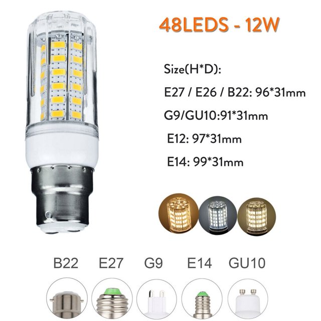Bombillas LED E27, E14, B22, G9, GU10, CA 110V, 220V, 230V, 240V, focos de 6W-25W, lámparas de mesa blancas para el hogar, ampolla de iluminación interior