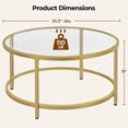 thumbnail image 4 of Yaheetech 36in Modern Round Glass-Top Coffee Table for Living Room, Gold, 4 of 9