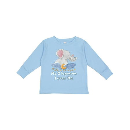

Inktastic My Stepmom Loves Me Cute Elephants Clouds Moon and Stars Gift Toddler Boy or Toddler Girl Long Sleeve T-Shirt