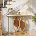 thumbnail image 4 of Gold Console Table, 41" Modern Entry Table with White Faux Marble Top, Geometric Metal Base, Narrow Long Sofa Table Behind Couch Accent Table Foyer Table for Entryway, Hallway, Living Room, 4 of 7