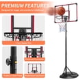 thumbnail image 4 of Panier de Basketball Portable Ajustable 7,5 Pi - 9,2 Pi avec Panneau Arrière de 32 Po pour Jeunes Adultes Intérieur Extérieur But de Basketball Rouge, 4 of 7