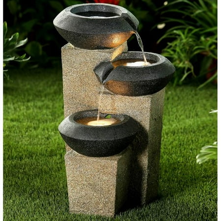Jeco Inc Resin Three Tiered Modern Style Illuminated Water Fountain Jeco Inc Resin Three Tiered Modern Style Illuminated Water Fountain With Led Light Com