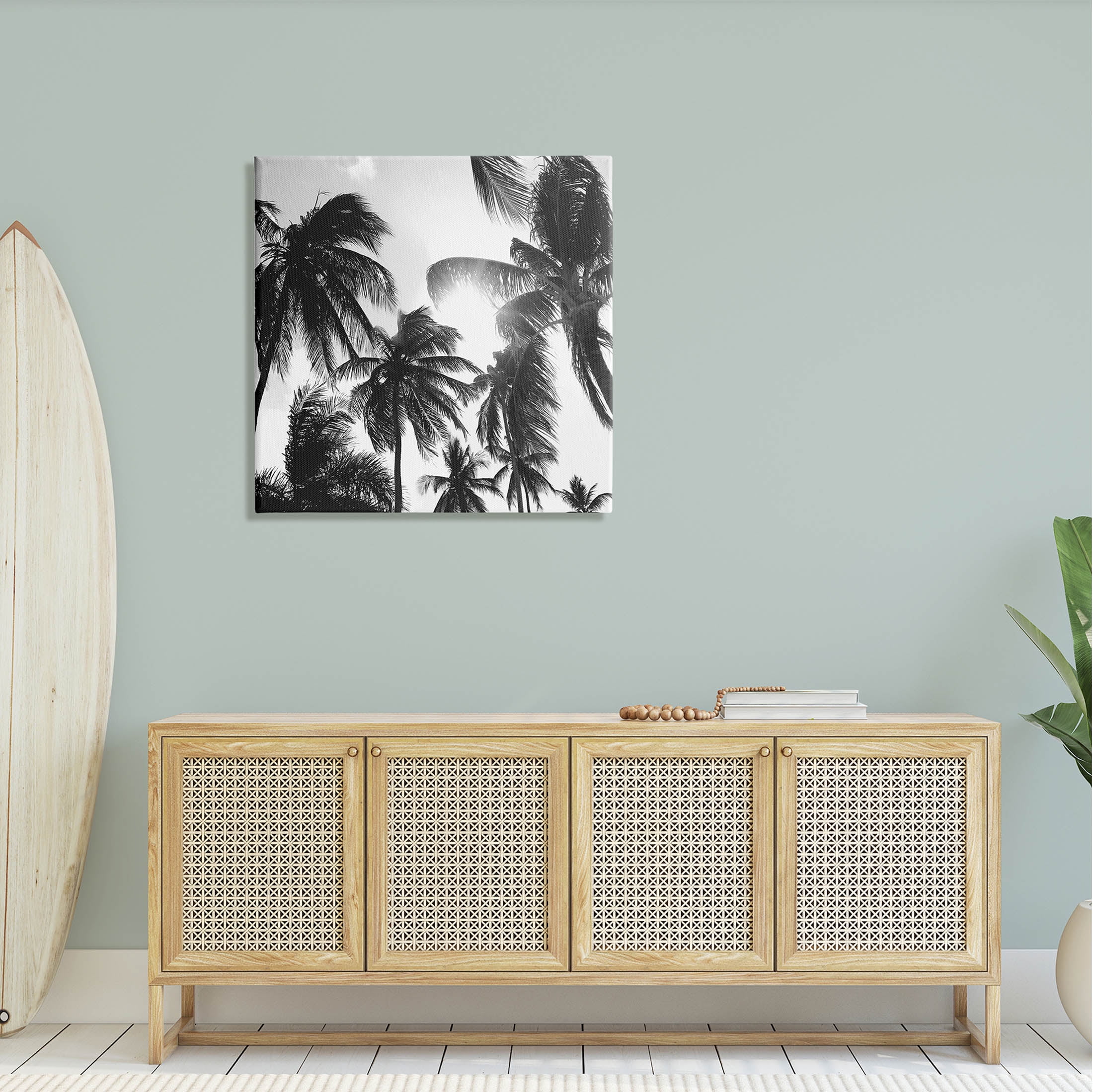 Sunlit Palm Tree Photography Landscape Photograph Gallery Wrapped Canvas Print Wall Art