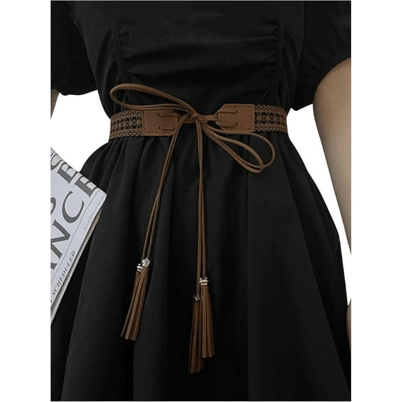 YooGuoGuo Women's Boho Tie Waist Belt Tassel Hollow Out Leather Belts
