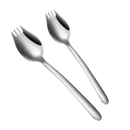 

Etereauty 1pc Stainless Steel Pasta Spork Long Handle Tableware Food Fruit Serving Tool Integral Spoon Fork for Home Restaurant