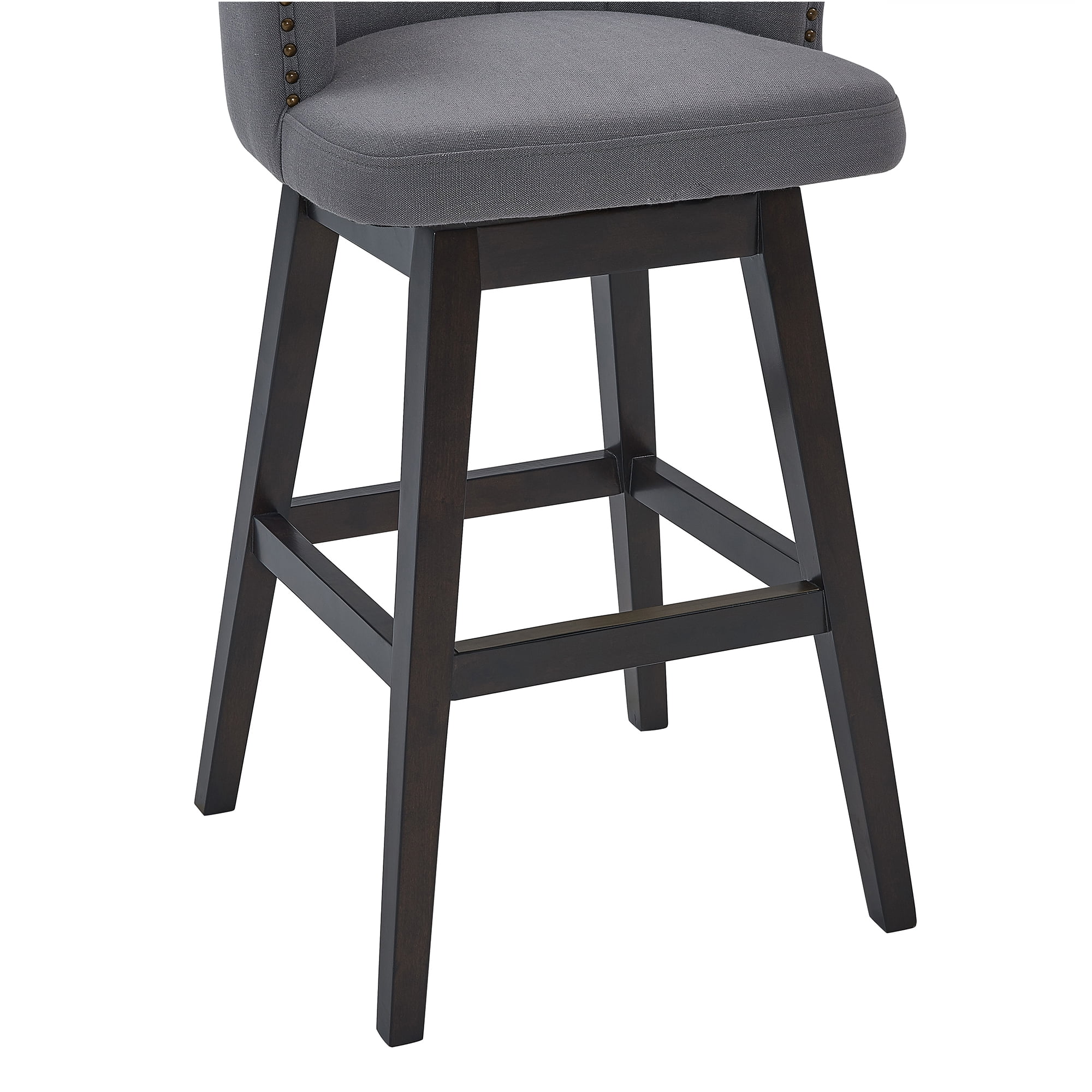 Detroit 30" Bar Height Wood Swivel Barstool in Espresso Finish with Grey Fabric