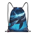 thumbnail image 1 of Saiise Colorful Ocean Whale Pattern Sports Drawstring Backpack - String Swim Gym Bag with Wet Proof Pocket for Women&Men-Medium, 1 of 6
