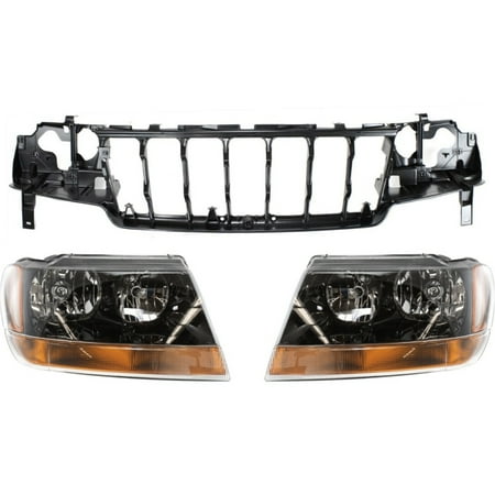 Headlight Kit For 1999-2003 Jeep Grand Cherokee Sport Utility 3pc