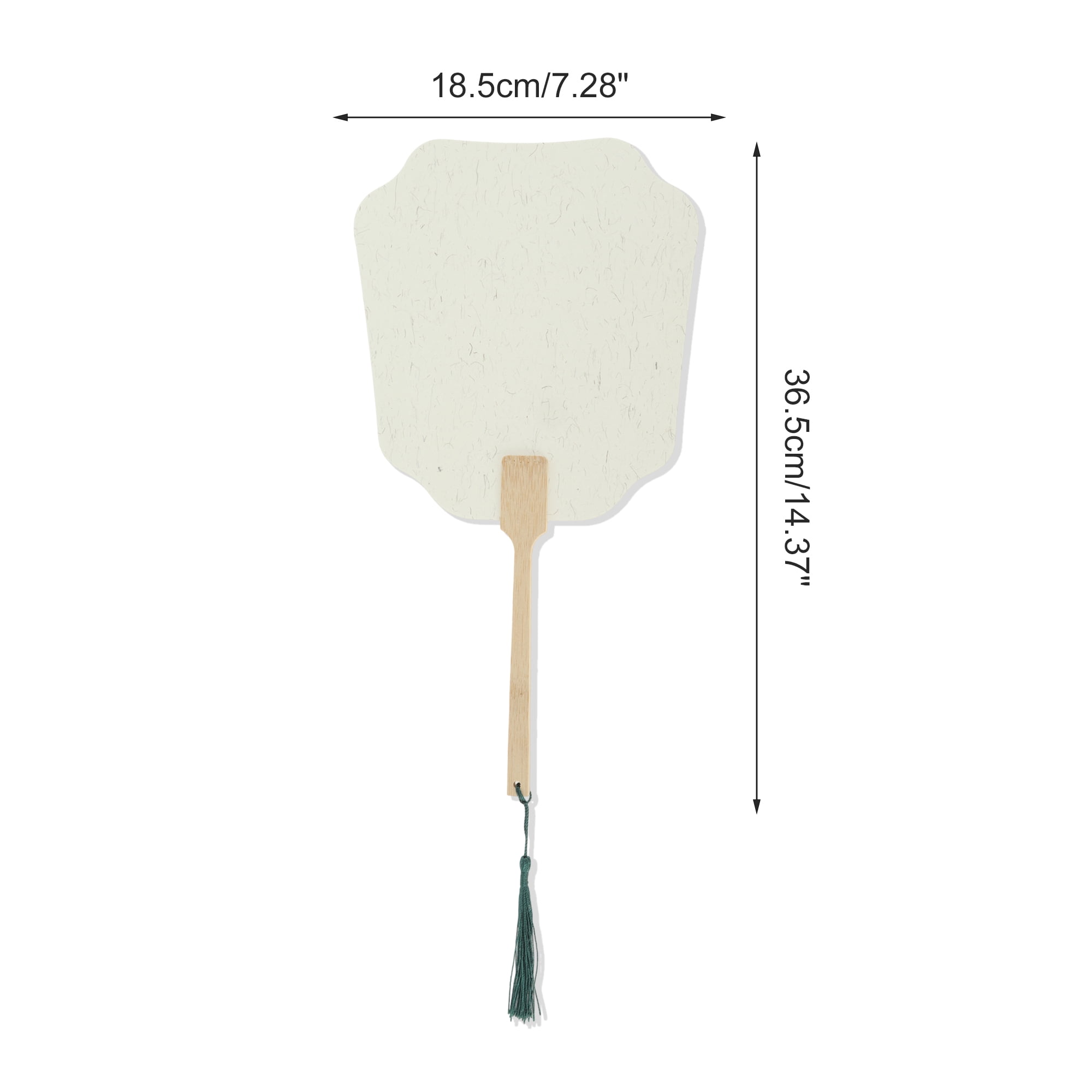 Unique Bargains Folding Fan 1 Pc Light Gray, White Long Handle Round Flying Fairy Paper
