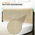 thumbnail image 5 of HOSSLLY Queen Bed Frame with Rattan Headboard and Wooden Footboard No Box Spring Needed Metal-Wood Platform Bedframe Size White Oak 12.6 Inch High, 5 of 9
