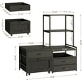 thumbnail image 2 of Herture Mini Fridge Stand with Wine Rack, Kitchen Bakers Rack with Power Outlet, Microwave Oven Stand, Coffee Bar, Movable Drawers, for Dorm,Office, Black HB04BXB, 2 of 7
