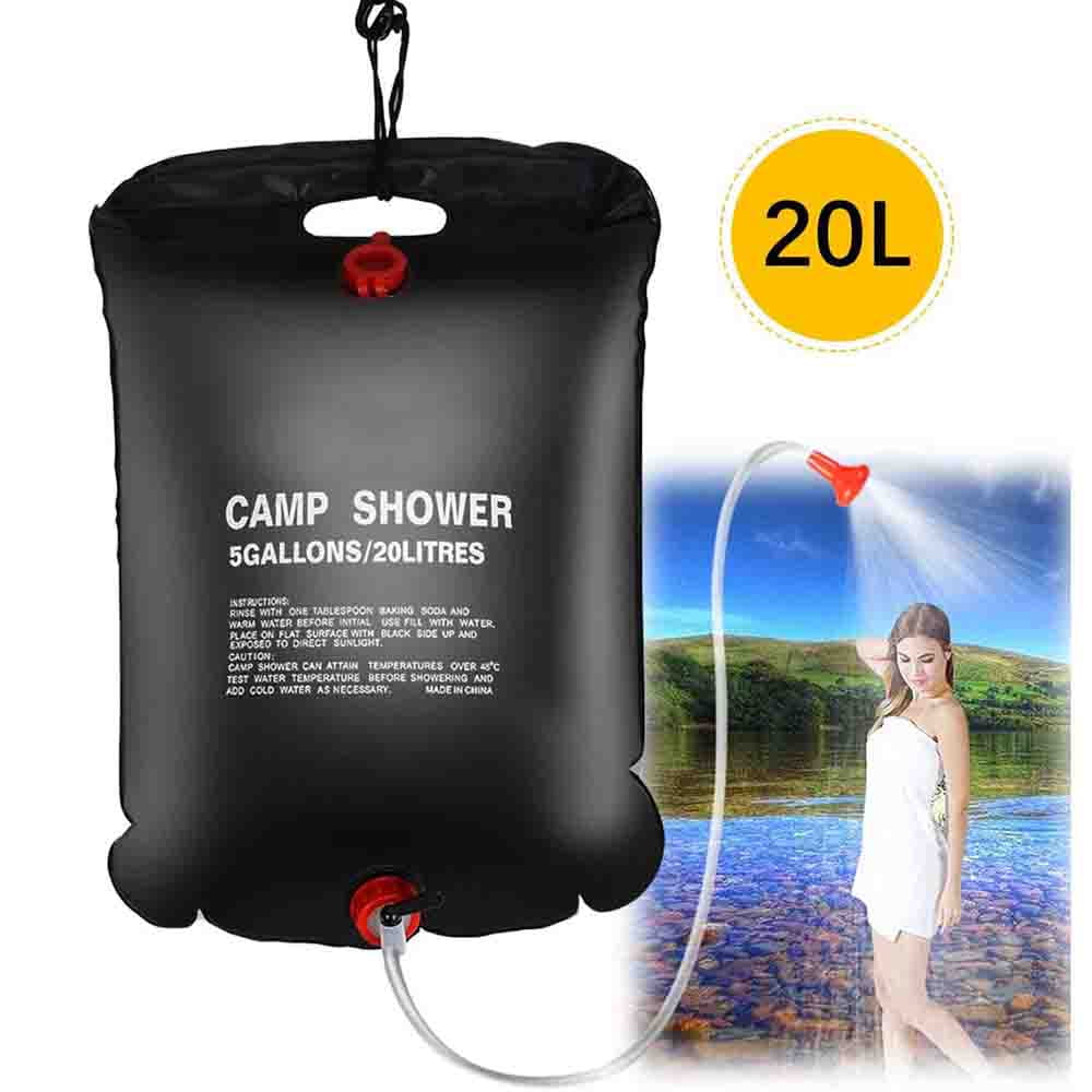 Camping Shower Bag 20L Solar Shower Bag with Removable Hose & OnOff