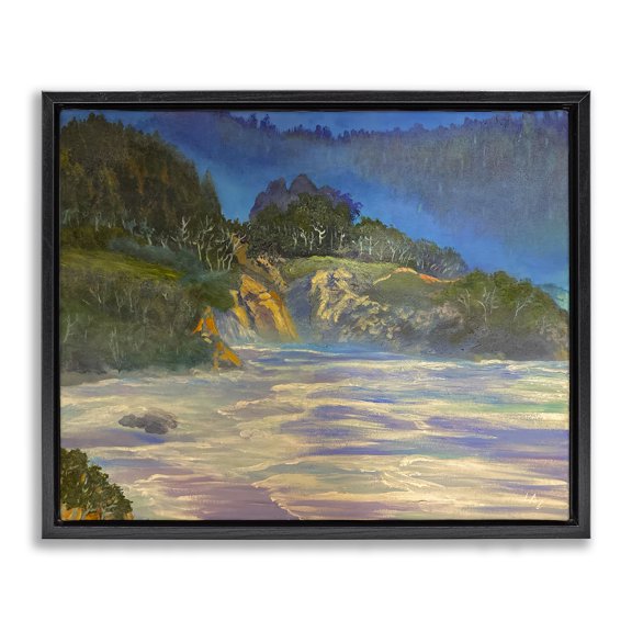 Stupell Industries Coastal Natural Wilderness Coastline Black Floating Frame Canvas Art, 21 x 17, by Lee Ann Zirbes