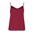 thumbnail image 6 of Plus Size Tank Tops for Women Camisole New Solid Color V-neck Hollow Lace Camisole Basic Camisoles Wine 2XL, 6 of 7